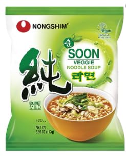 Nongshim VEGAN, VEGGIE, MEATLESS Ramen Combo, Korean Instant Ramen Noodle/K - Food, Shin Premium Green Mushroom & Fried Tofu (4.4oz, 4Pack), Soon Veggie (3.95oz, 4 Pack)-Total 8 Pack