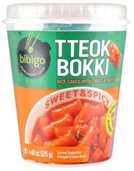 CJ Bibigo Tteokbokki Cup Rice Cake, Korean Street Food - Sweet & Spicy (3 Pack), Cheese (3 Pack) 4.4oz/ Pack - Total 6 Pack