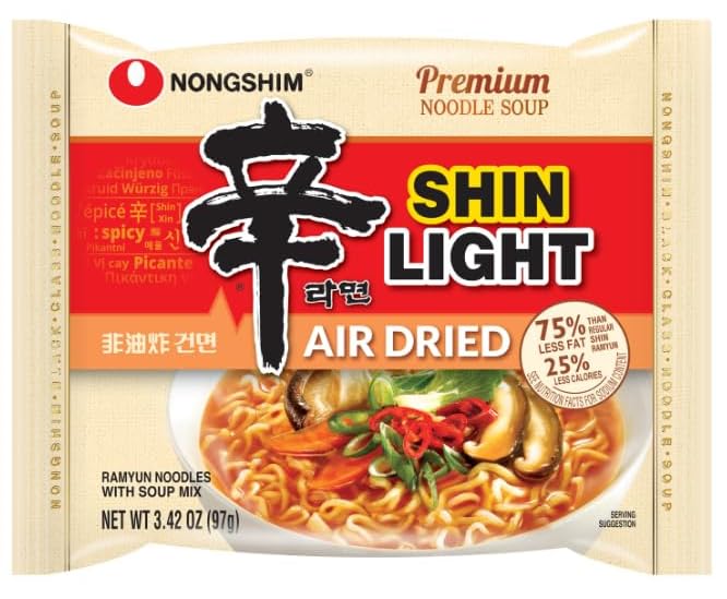 Nongshim Premium ramen Combo, Korean Instant Ramen Noodle/K - Food, Shin Green with Mushroom and Fried Tofu Ramyun 4Pack and Shin Light Air Dried Ramyun 4 Pack - Total 8 Pack