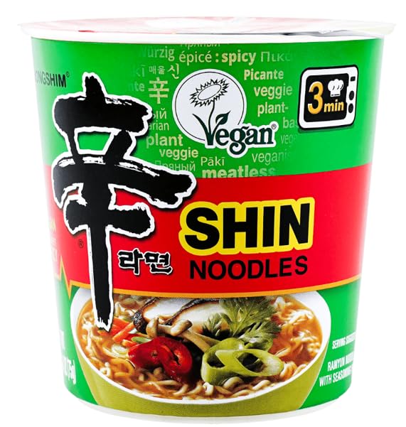 Nongshim VEGAN, VEGGIE, MEATLESS Gourmet Shin Ramen Noodle Soup Cup, Korean Instant Ramen Noodle/K - Food, 2.64oz (Pack of 6), Set of 2 - Total 12 Pack