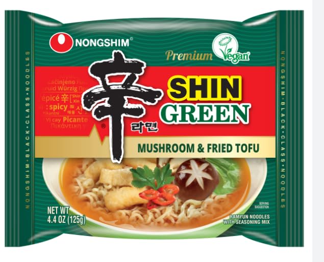 Nongshim Premium ramen Combo, Korean Instant Ramen Noodle/K - Food, Shin Green with Mushroom and Fried Tofu Ramyun 4Pack and Shin Light Air Dried Ramyun 4 Pack - Total 8 Pack