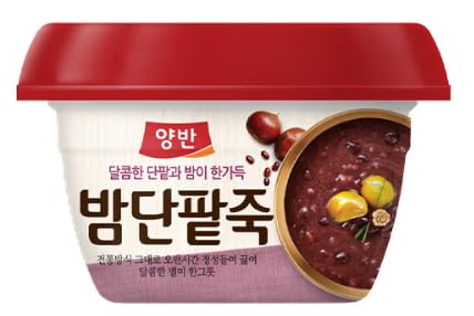 Dongwon Yangban Rice Porridge with Sweet Red Bean (12Pack), Premium Korean Rice Porridge 동원 양반 달콤한 단팥과 밤이 한가득 밤단팥죽 (280g) - Total 12 Pack Set