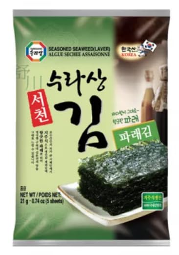 SURASANG Seasoned Green Seaweed, A Culinary Symphony of Flavor – 2.96 oz (4 x 0.74 oz) (pack of 6)