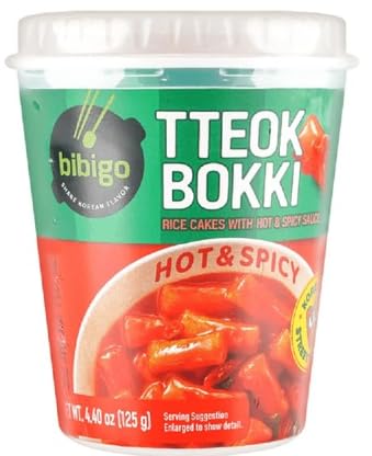 CJ Bibigo Tteokbokki Cup Rice Cake - Hot & Spicy, 4.4oz/ Pack, Total 6 Pack