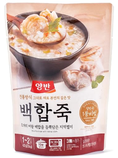 Dongwon Yangban  Rice Porridge With Ablaone 양반 전복죽 (3 Pack), Rice Porridge with Venus Clam 양반 백합죽 (3 Pack) - Total 6 Pack