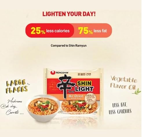 Nongshim Premium Shin Light Air Dried Ramyun, Korean Instant Ramen Noodle/K - Food, (3.42oz /Pack)- Total 20 Pack