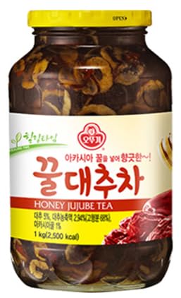 [Tea] Ottogi Honey Jujube Tea 35oz, Delicious Natural Soothing Korean Tea, No Trans fat, Cholesterol Caffeine Free 오뚜기 아카시아 꿀을 넣어 향긋한 꿀대추차 1Kg