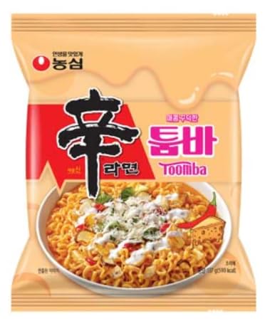 Nongshim Premium Shin Ramen Toomba,Spicy Creamy Stir Fry Instant Noodles, 농심 신라면 매콤 꾸덕한 툼바, Korean Instant R amen, K-Food 4.83 Oz (137g) 4 Pack, Set of 2- Total 8 Pack