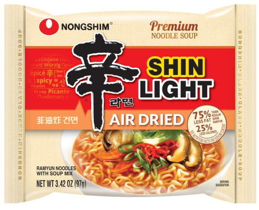 Nongshim Premium Shin Light Air Dried Ramyun, Korean Instant Ramen Noodle/K - Food, (3.42oz /Pack)- Total 20 Pack