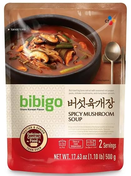 CJ Bibigo Spicy Mushroom Soup, 비비고 버섯 육개장, 17.63oz -10 Pack