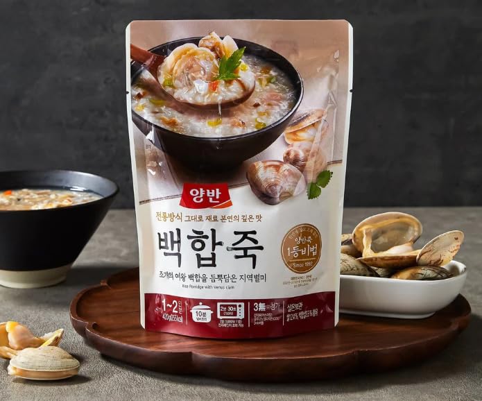 Dongwon Yangban  Rice Porridge With Ablaone 양반 전복죽 (3 Pack), Rice Porridge with Venus Clam 양반 백합죽 (3 Pack) - Total 6 Pack