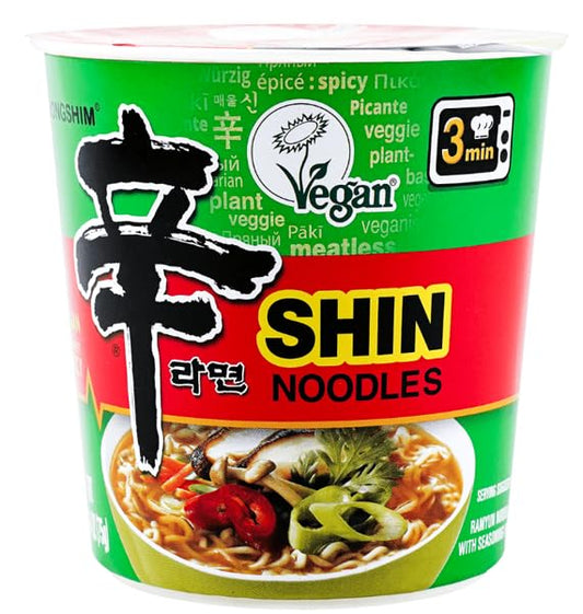 Nongshim VEGAN, VEGGIE, MEATLESS Gourmet Shin Ramen Noodle Soup Cup, Korean Instant Ramen Noodle/K - Food, 2.64oz (Pack of 6), Set of 2 - Total 12 Pack