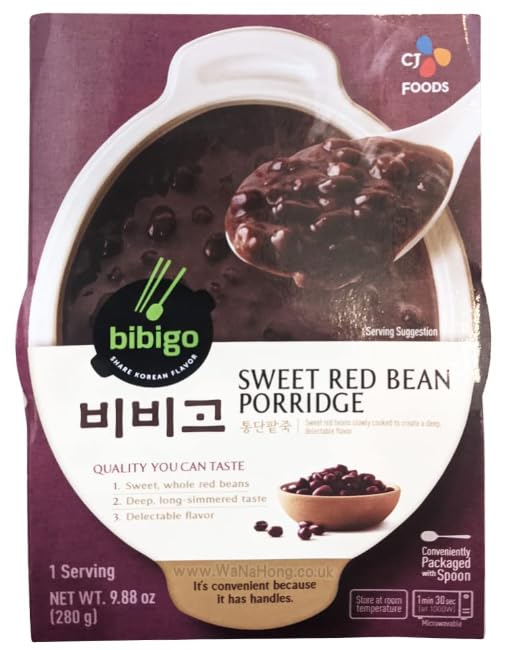 CJ Foods Bibigo Sweet Pumpkin Porridge (3 Pack), Sweet Red Bean Porridge (3Pack), Korean Rice Porridge Combo, CJ 단호박죽 (280g, 3Pack) CJ 통단팥죽 (280g, 3Pack) - 6 Pack Set
