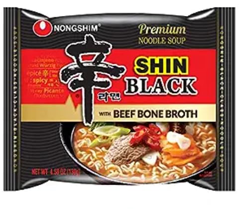 Nongshim Premium Ramen Combo, Shin Black with Beef Bone Broth (8Pack) and Shin Light Air Dried Ramen (8 Pack) - Total 16Pack