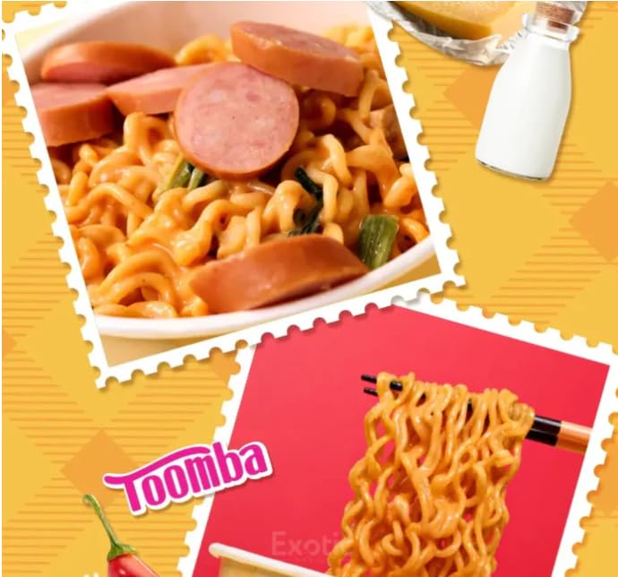 Nongshim Premium Shin Ramen Toomba,Spicy Creamy Stir Fry Instant Noodles, 농심 신라면 매콤 꾸덕한 툼바, Korean Instant R amen, K-Food 4.83 Oz (137g) 4 Pack, Set of 2- Total 8 Pack