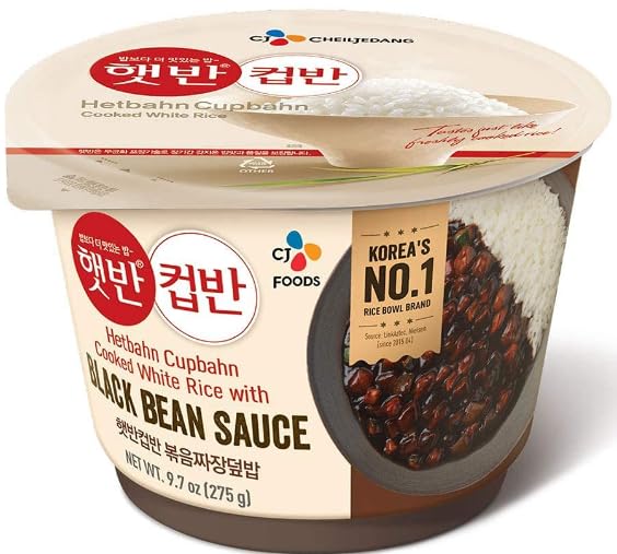 CJ Hetbahn Cupbahn Microwavable Cooked Rice with Black Bean Sauce 햇반 컵반 볶음짜장덮밥 2 packs + Ottogi Cupbop/Cupbap/Dupbap, Cooked Rice&Tuna With Mayonnaise 오뚜기 참치마요 덮밥 2Pack + CJ Hetbahn Cupbahn Microwavable Cooked Rice with Creamy Yellow Curry Sauce 햇반 컵반 옐로우