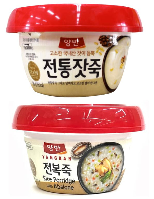 Dongwon Yangban Korean Traditional Rice Porridge With Pine Nut (285g) 양반 전통 잣죽 (6 Pack) + Rice Porridge With Abalone (285g) 동원 양반 전복죽 285g- Total Pack of 12