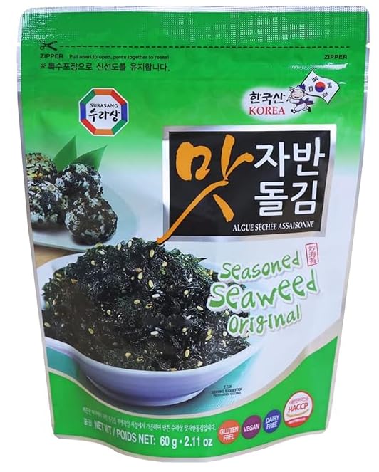 Surasang Seasoned Seaweed Flakes, 수라상 맛 자반 돌김, Crispy and Rich Taste, VEGAN, Gluten-Free, Dairy Free, K- Food (2.11 oz) - 4Pack