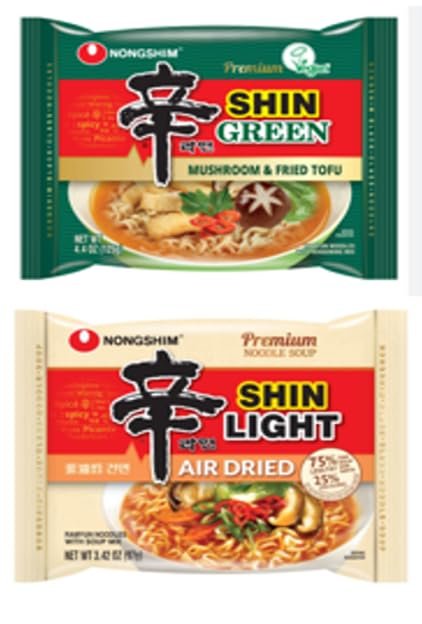 Nongshim Premium ramen Combo, Korean Instant Ramen Noodle/K - Food, Shin Green with Mushroom and Fried Tofu Ramyun 4Pack and Shin Light Air Dried Ramyun 4 Pack - Total 8 Pack