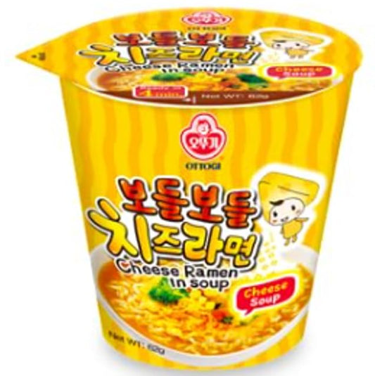 Ottogi Cheese Cup Ramen, KOREAN STYLE INSTANT NOODLE, 오뚜기 보들보들 치즈라면, Rich savory cheese flavor ramen soup (62g, 6Pack), Set of 2 - Total 12 Pack