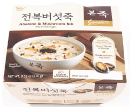 BONJUK Rice Porridge with Abalone & Mushroom, 본죽 전복 버섯죽 9.5oz - 10 Pack