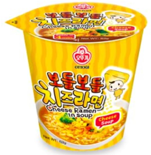 Ottogi Snack Cup Noodle Ramen, 오뚜기 스낵면(2.18oz,Pack of 6), Cheese Cup Ramen,오뚜기 보들보들 치즈라면(2.18oz,Pack of 6), KOREAN STYLE INSTANT NOODLE Combo- Total 12Pack
