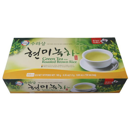 Surasang Green Tea with Roasted Brown Rice Tea, Toasty and Fragrant, Korean Herb Tea, 150 Teabags