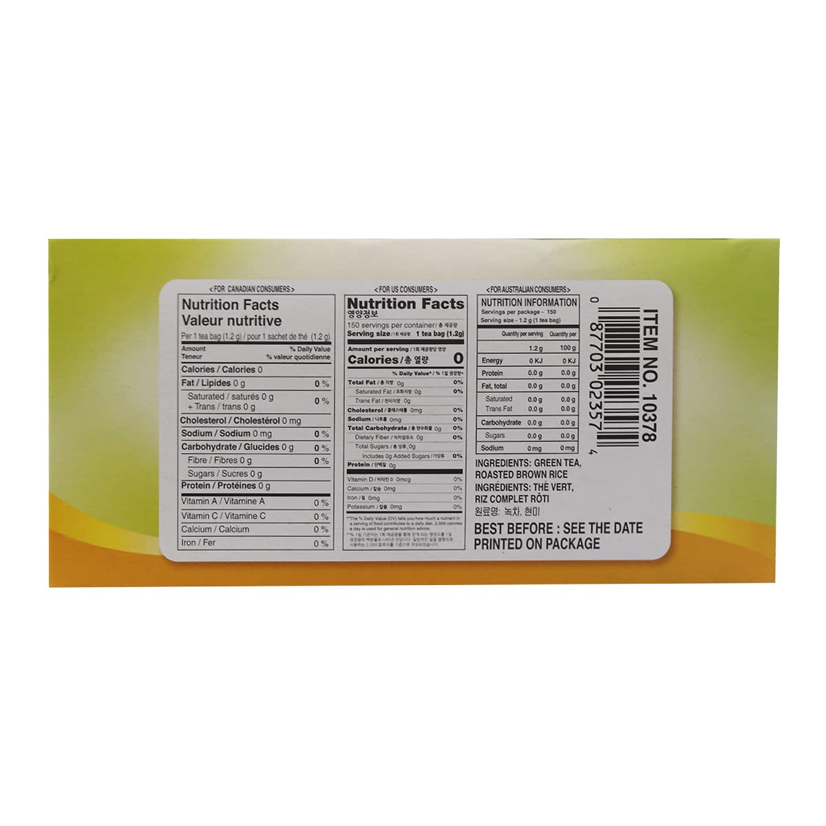Surasang Green Tea with Roasted Brown Rice Tea, Toasty and Fragrant, Korean Herb Tea, 150 Teabags