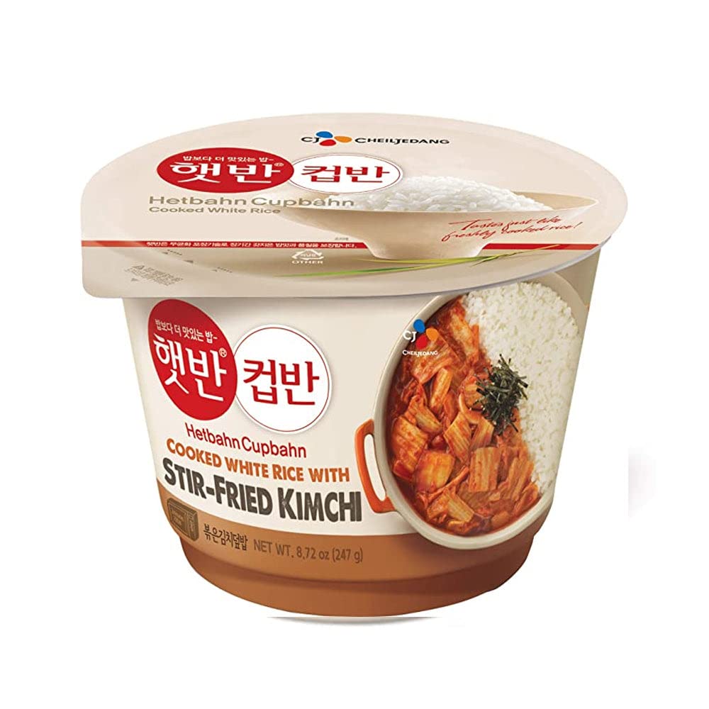CJ Foods CJ Cupbahn Microwavable Rice Bowls Variety Pack Assorted Set Stir-Fried Kimchi , Soft Tofu Sew , Seaweed Soup , Yellow Cream Curry , Vegetable Bibimbap , Black Bean Sauce 6 Pack, 6 Piece Set
