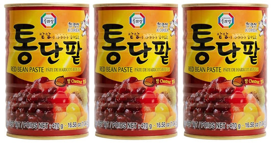 Surasang Sweet Red Bean Paste With Chestnut, 수라상 팥알이 하나하나 살아있는 통단팥,16.58 Ounce - Set of 3