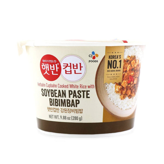 CJ Hetbahn Cupbahn Cooked White Rice with Soybean Paste Bibimbap,햇반 컵반 강된장 비빔밥 9.88oz,Pack of 12