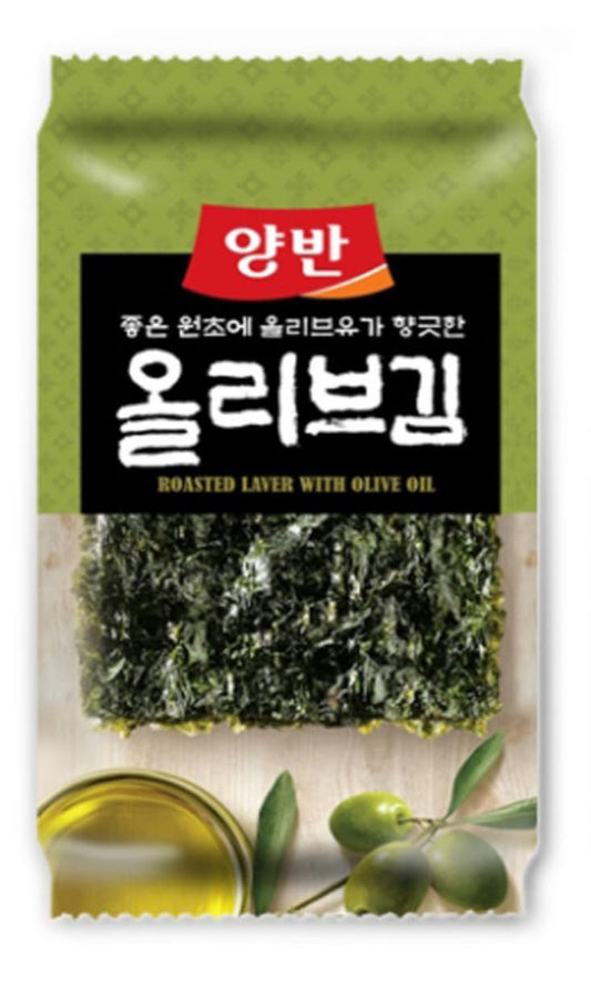 Dongwon Yangban Premium Quality Roasted Seaweed Snack With Olive Oil, Snack Gim, Seaweed, Laver, 동원 양반 올리브 김, (2.11oz, Pack of 12)