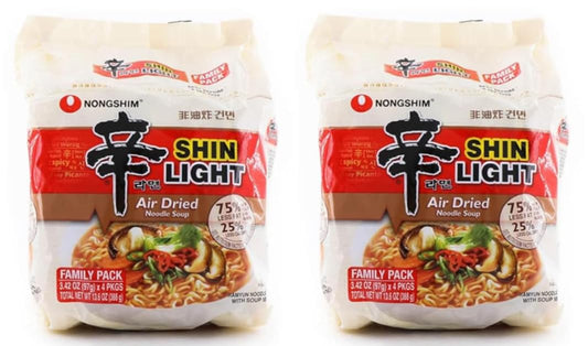 Nongshim Premium Noodle Shin Light Air Dried Ramyun, Korean Instant Ramen Noodle/K - Food, (3.42oz/Pack, Pack of 4), Set of 2- Total 8 Pack
