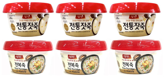 Dongwon Yangban Korean Traditional Rice Porridge With Pine Nut (285g) 양반 전통 잣죽 (3 Pack) + Rice Porridge With Abalone (285g) 동원 양반 전복죽 (3 Pack)- Total Pack of 6