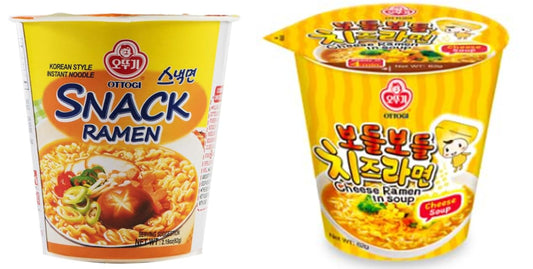 Ottogi Snack Cup Noodle Ramen, 오뚜기 스낵면(2.18oz,Pack of 6), Cheese Cup Ramen,오뚜기 보들보들 치즈라면(2.18oz,Pack of 6), KOREAN STYLE INSTANT NOODLE Combo- Total 12Pack