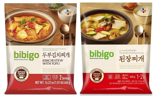 CJ Bibigo Kimchi Stew with Tofu, 비비고 두부 김치찌개(5 Pack), Soybean Paste Stew, 비비고 된장찌개 (5 Pack), Easy To Cook Meal Kit - Total 10Pack
