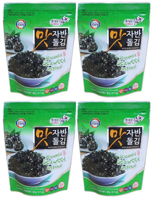 Surasang Seasoned Seaweed Flakes, 수라상 맛 자반 돌김, Crispy and Rich Taste, VEGAN, Gluten-Free, Dairy Free, K- Food (2.11 oz) - 4Pack