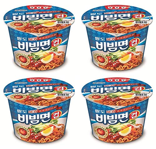 Paldo Bibim myun Cold Noodle instant cup ramen sweet spicy sauce (115g,Pack of 4) 팔도 비빔면 컵