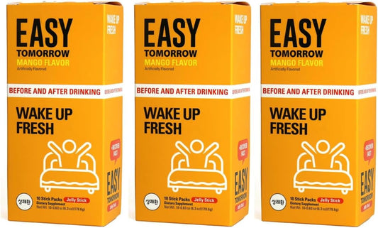 Easy Tomorrow Hangover Relief Jelly Stick, Mango Flavors, 30 Count, Party Recovery Aid, 상쾌한 30 Stick