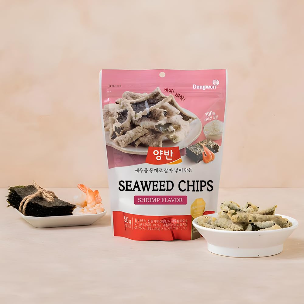 Dongwon YANGBAN Seaweed Chips | Classic Original Flavor | Authentic Korean Seaweed Nori Snack | Crispy and Light | Traditional Kimbugak (김부각) Snack (1.76 oz x 8 packs)