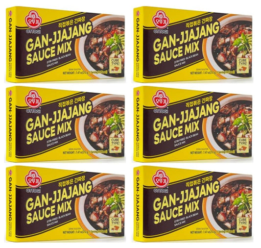 Ottogi Black Bean Paste Sauce Jjajang solid 212g, 오뚜기 직접 볶은 간짜장 (7.48oz), Pack of 6