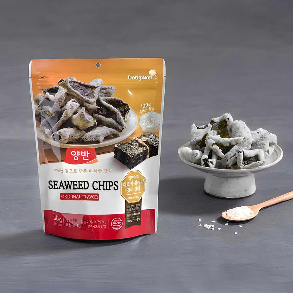 Dongwon YANGBAN Seaweed Chips | Classic Original Flavor | Authentic Korean Seaweed Nori Snack | Crispy and Light | Traditional Kimbugak (김부각) Snack (1.76 oz x 8 packs)