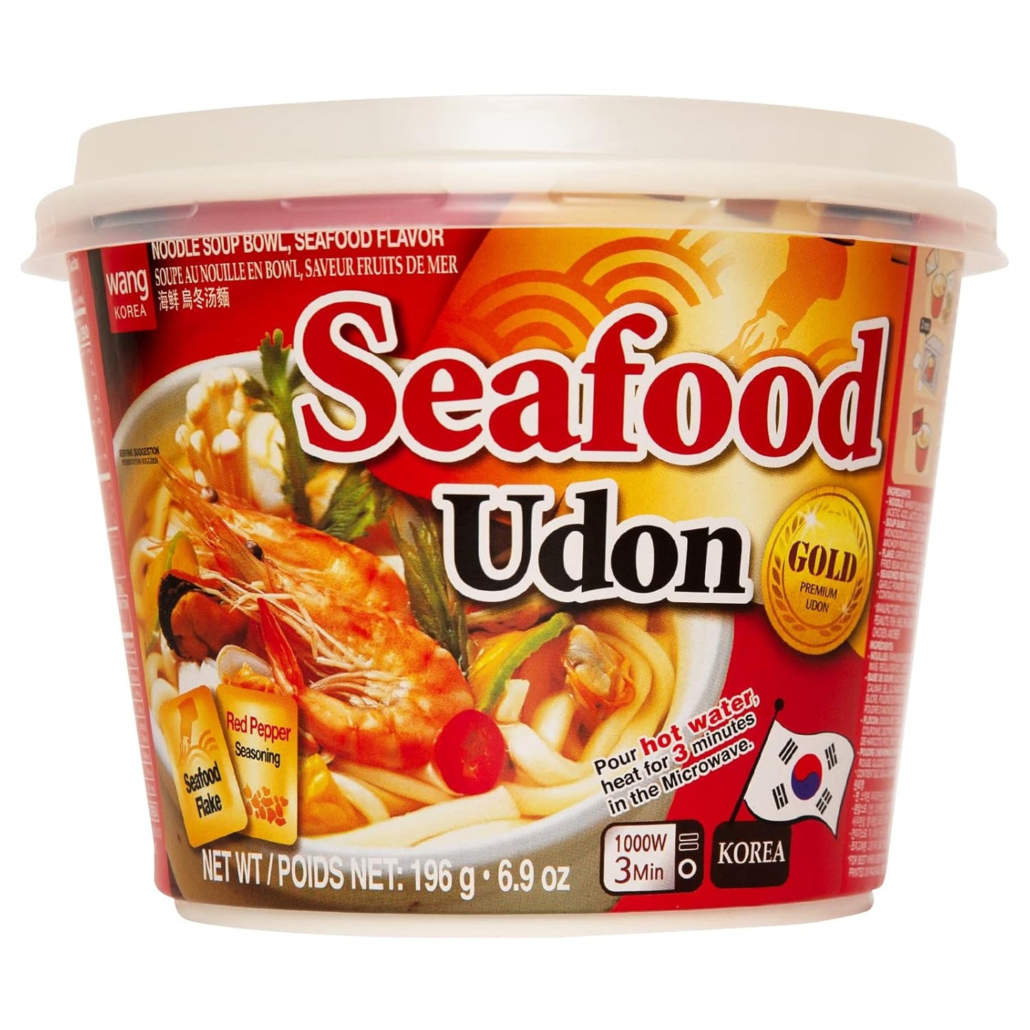 Wang Seafood Udon, Deep and Refreshing Flavor, Noodles Made for Slurping, Pack of 6