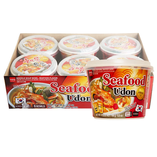 Wang Seafood Udon, Deep and Refreshing Flavor, Noodles Made for Slurping, Pack of 6