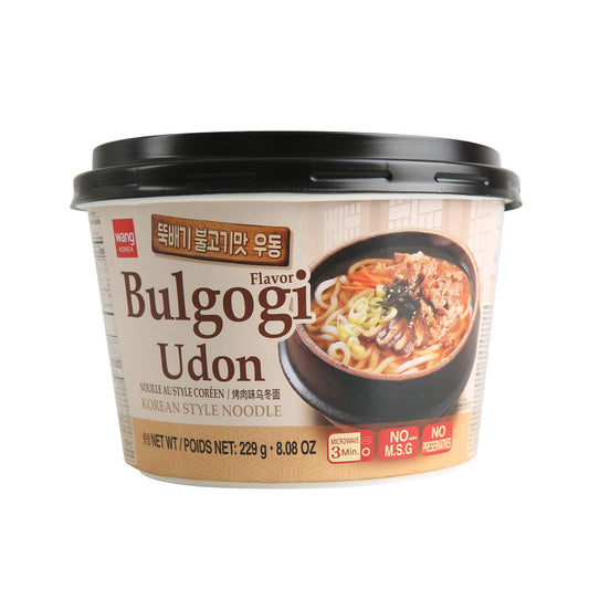 Wang Korean BBQ Bulgogi Flavored Udon Noodle Bowl - No MSG Added, No Preservatives - 290 Calories Per Meal - Convenient and Instant Meal, Ready in 3 Minutes - Microwaveable Bowl (Pack of 6)
