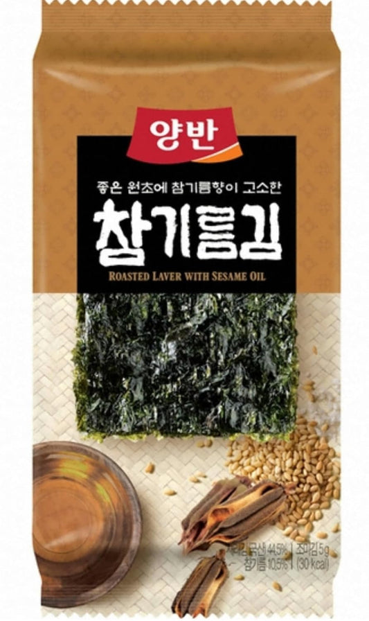 Dongwon Yangban Premium Quality Roasted Seaweed Snack With Sesame Oil, Snack Gim,Seaweed Laver, 동원 양반 참기름 김, (2.11oz, Pack of 12)