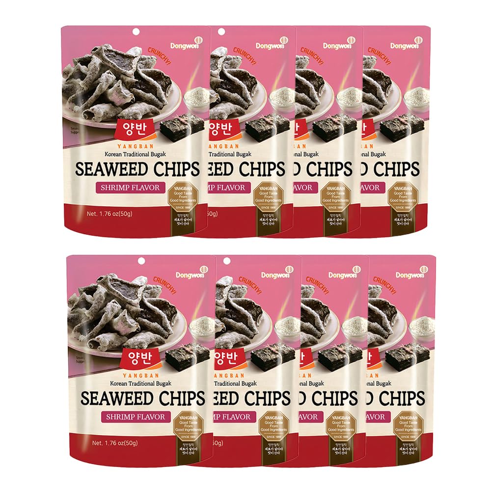 Dongwon YANGBAN Seaweed Chips | Classic Original Flavor | Authentic Korean Seaweed Nori Snack | Crispy and Light | Traditional Kimbugak (김부각) Snack (1.76 oz x 8 packs)