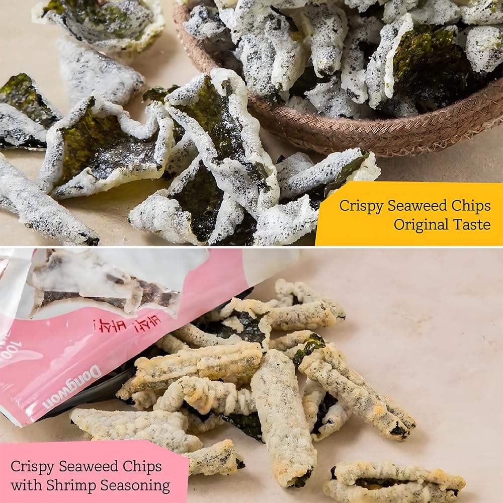 Dongwon YANGBAN Seaweed Chips | Classic Original Flavor | Authentic Korean Seaweed Nori Snack | Crispy and Light | Traditional Kimbugak (김부각) Snack (1.76 oz x 8 packs)