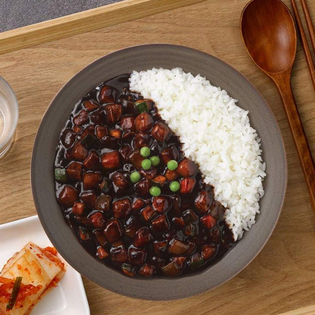 CJ Cupbahn Cooked White White Rice With Black Bean JJajang Sauce, 햇반 컵반 직화볶음 짜장덮밥 ( 280g,4 Bowls)