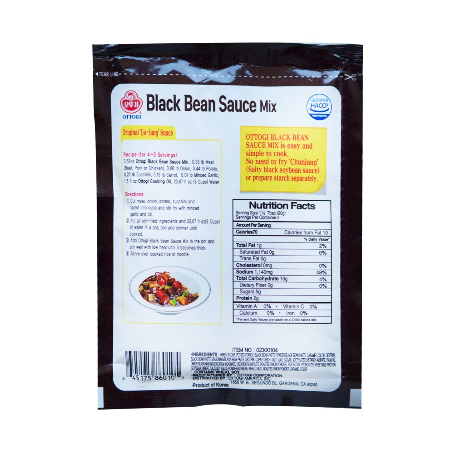 Ottogi Black Bean Sauce Mix (Jjajang Powder), 3.52 Oz 10 Pack Combo
